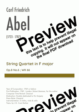 page one of Abel - String Quartet in F major