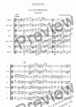 page one of La Cucaracha (Sax Quintet)