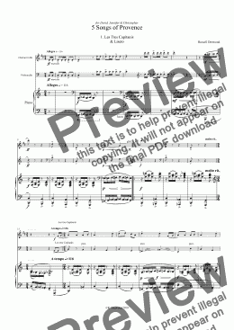 page one of Denwood - 5 Songs of Provence for Bb Clarinet, Violoncello & Piano