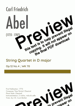 page one of Abel - String Quartet in D major