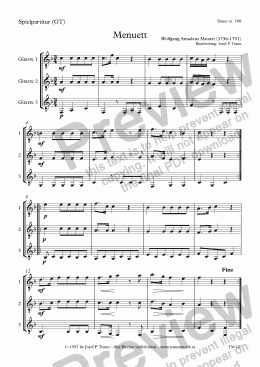 page one of Guitar Trio: Menuett (GT/Playing Score)