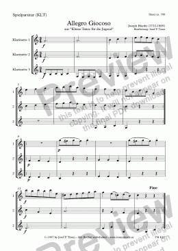 page one of Clarinet Trio: Allegro Giocoso (KLT/Playable Score)