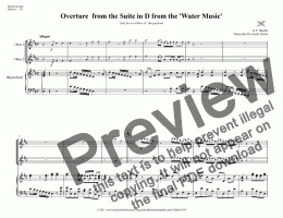 page one of Overture from Suite in D from The Water Music for two Oboes & Harpsichord