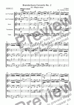 page one of Brandenburg Concerto No. 2 for Brass Quintet (iii)
