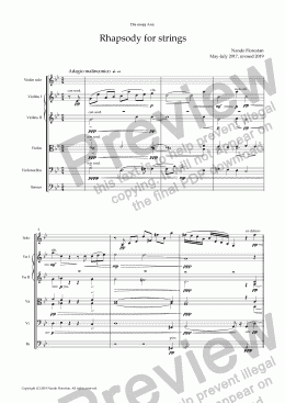 page one of Rhapsody for Strings