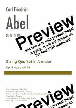 page one of Abel - String Quartet in A major