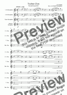 page one of Tochter Zion    Saxophonquartett