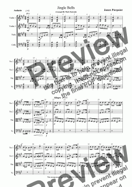 page one of Jingle Bells, String Quartet