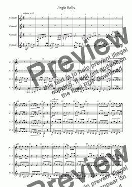 page one of Jingle Bells, Clarinet Quartet