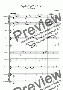 page one of Psyche Up The Band - 4. Wisdom. Saxophone Choir