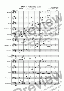 page one of Dorset Folksong Suite for Orchestra - 1. Home And Away
