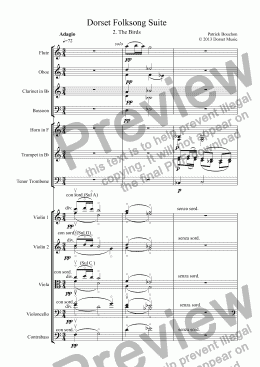page one of Dorset Folksong Suite for Orchestra - 2. The Birds