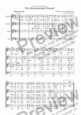 page one of Gloucestershire Wassail (SATB)