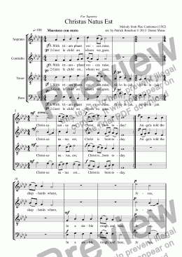 page one of Carol - "Christus Natus Est" for Choir (SATB)