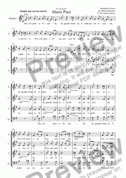 page one of Marie Pure - French Carol for S.A.T.B. Choir