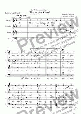 page one of The Sussex Carol for SATB Choir