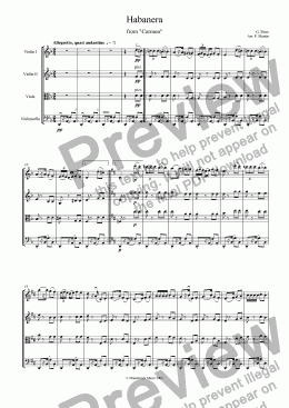 page one of Habanera from ’Carmen’ - String Quartet/Orchestra