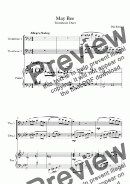 page one of May Bee - Trombone Duet