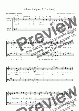 page one of Brooks-Davies: Advent antiphon 2 (O Adonai) SATB choir a cappella