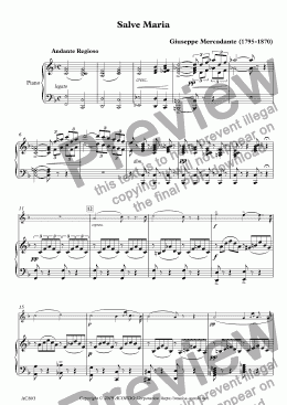 page one of Salve Maria for Violin & Piano