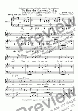 page one of We Hear the Homeless Crying, SATB (Revised)