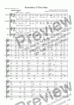 page one of Remember, O Thou Man (SATB)