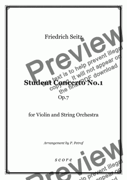 page one of Seitz - Student Concerto No.1  Op.7  for Violin and String Orchestra