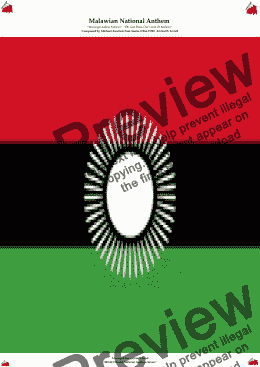 page one of Malawian National Anthem (Mulungu dalitsa Malawi -  Oh God Bless Our Land Of Malawi)  for Concert Band