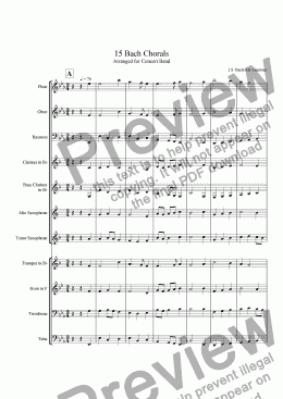 page one of 15 Bach Chorals Arranged for Band