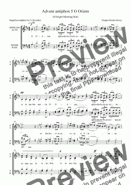 page one of Brooks-Davies: Advent antiphon 5 O Oriens (SATB choir a cappella)