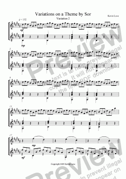 page one of Variations on a Theme by Sor (Flute and Guitar) - Var. 2