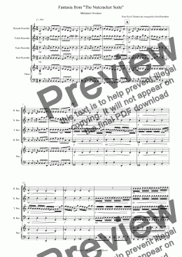 page one of Miniature Overture (Fantasia from Nutcracker) for Recorder Quartet