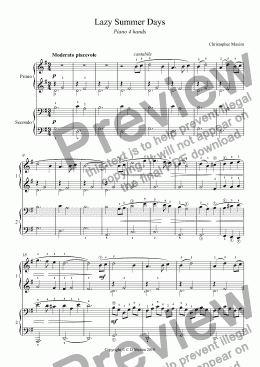 page one of Lazy Summer Days (piano duet for pupil and teacher)