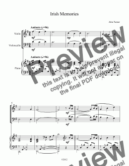 page one of Irish Memories for piano trio
