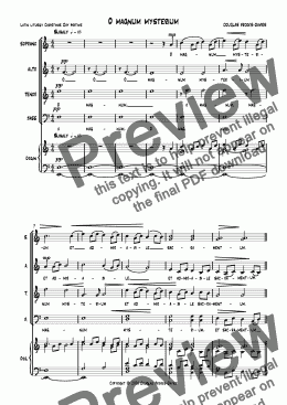 page one of Brooks-Davies: O magnum mysterium (SATB choir + organ; in Latin)