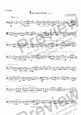 page one of Tarantella for  solo trombone