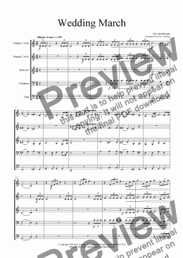 page one of Wedding March (brass quintet)