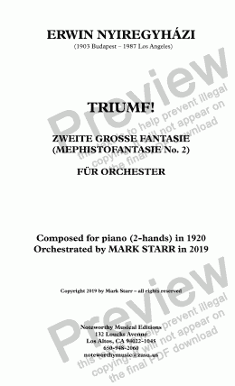 page one of NYIREGYHÁZI-STARR, MEPHISTOFANTASIE no. 2 for orchestra