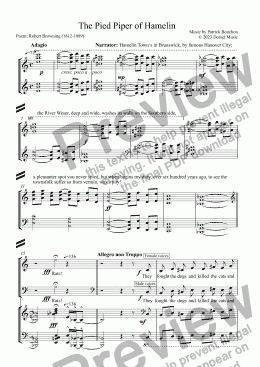page one of The Pied Piper of Hamelin for solo voices chorus and piano