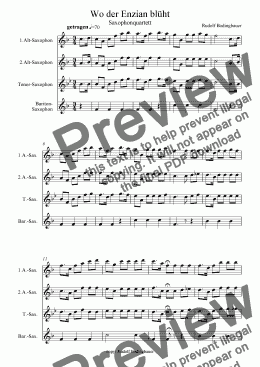page one of Wo der Enzian blüht  Saxophonquartett