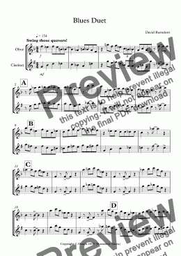 page one of Blues Duet for Oboe and Clarinet in Bb