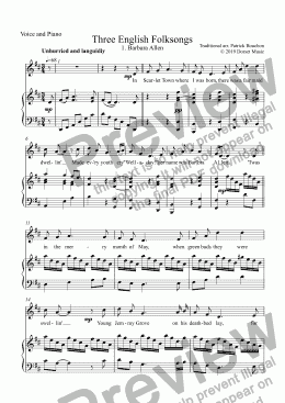 page one of Barbara Allen for Voice and Piano