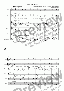 page one of O Jesulein Süss (SATB + Orchestra)