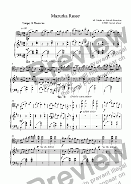 page one of Glinka - Mazurka Russe for Cello and Piano