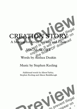 page one of CREATION STORY - A Musical for Seven Soloists and Choir - Vocal Score