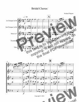page one of Bridal Chorus for Brass Quintet
