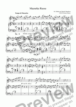 page one of Glinka - Mazurka Russe for Clarinet and Piano