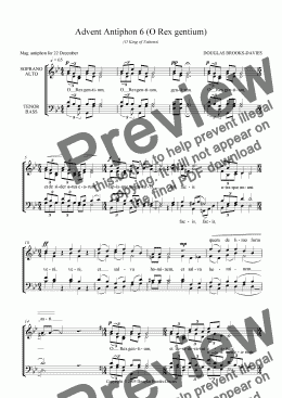 page one of Brooks-Davies: Advent Antiphon 6 (O Rex gentium) SATB choir a cappella