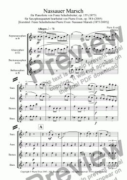 page one of Nassau March - for Saxophone Quartet, op. 38 b