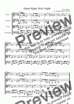page one of Silent Night (Easy String Quartet)